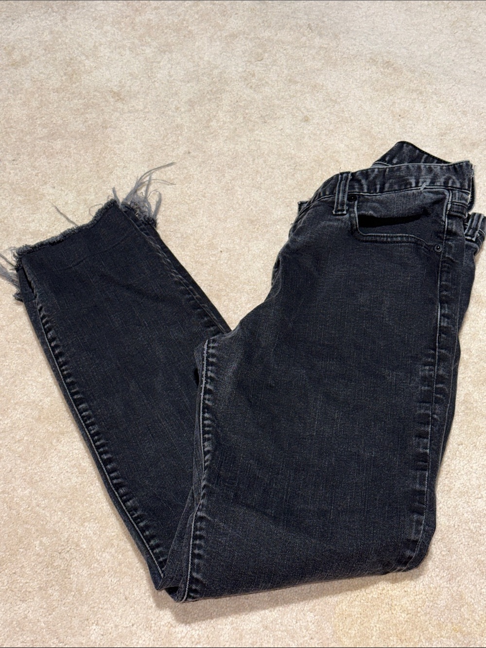 Express Black Raw-Hem Rocco Slim Fit Jeans